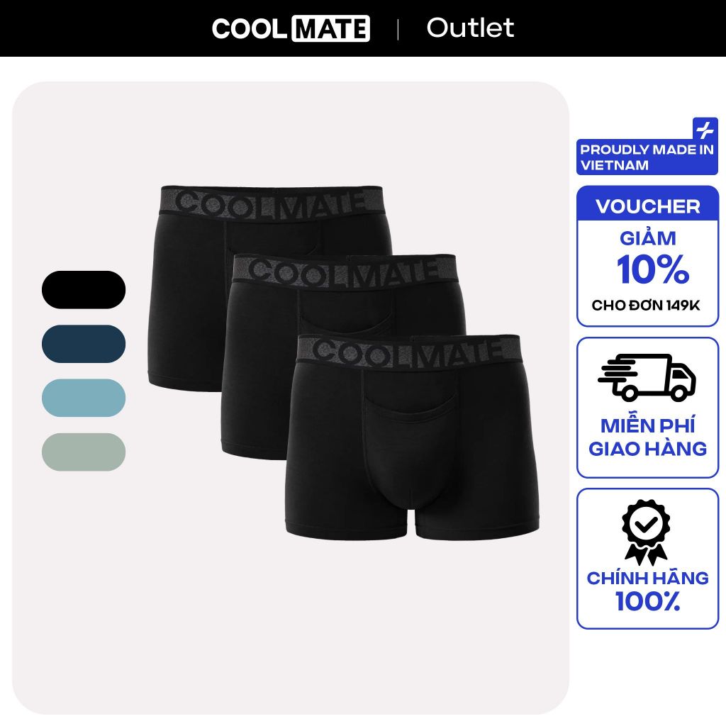  Combo 3 Quần Lót Nam Trunks khe moi Lenzing Modal Kháng khuẩn Coolmate 