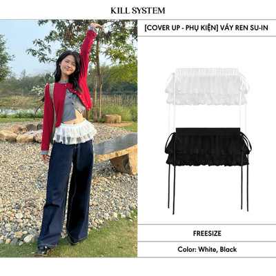 [COVER UP - PHỤ KIỆN] Váy ren XUYÊN THẤU ngắn 2 tầng cột nơ Su-in - Killsystem