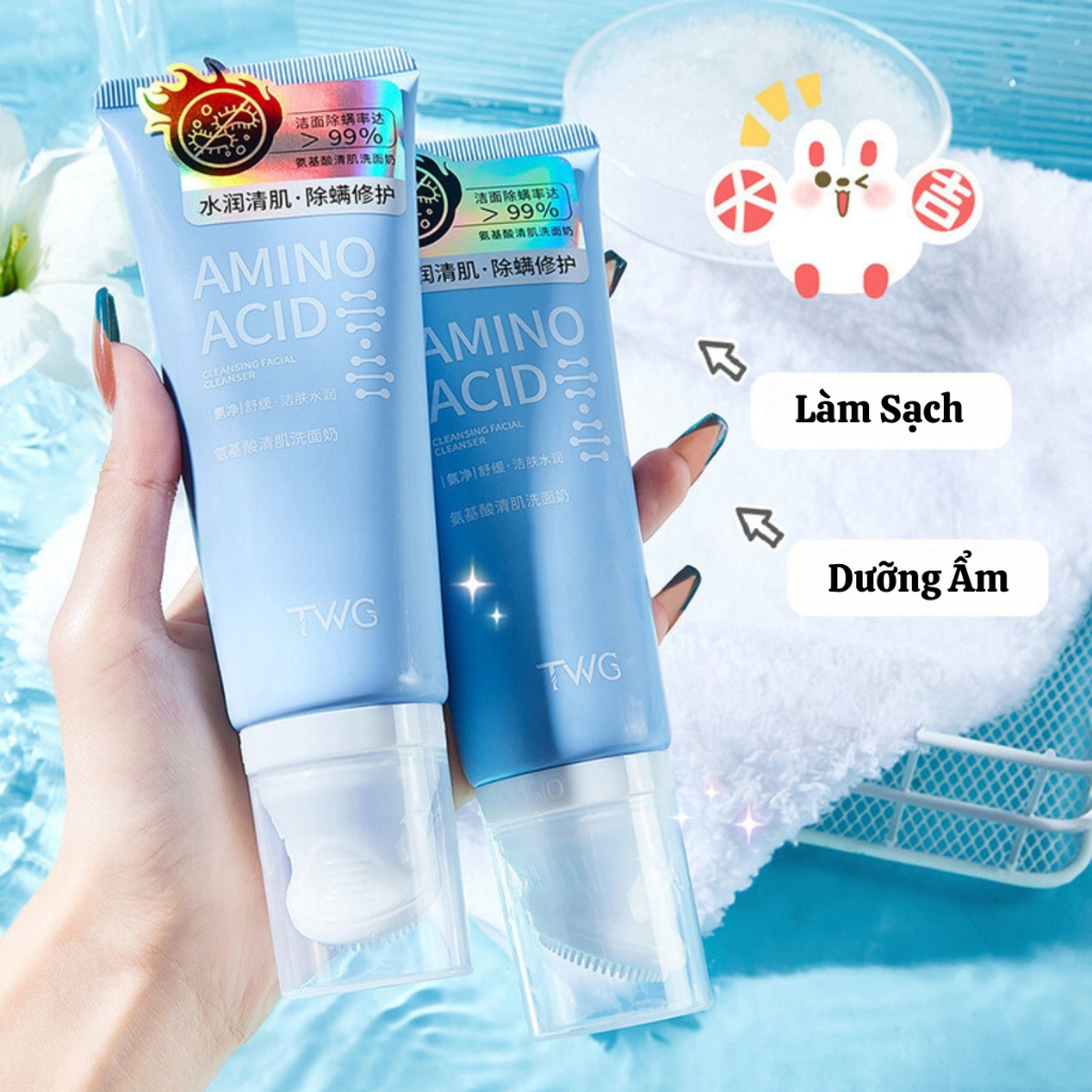 Sữa Rửa Mặt Nicor Amino Acid Sạch Mụn Trắng Da, Sửa Rửa Mặt Kèm Cọ Massa Làm Sạch Lỗ Chân Lông