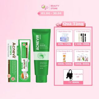 Combo Sữa Rửa Mặt Và Kem Bôi Ngừa Mụn Bọc Mụn Mủ Acnevir Santafa
