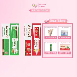 Combo 2 tuýp kem giảm mụn đầu đen, mụn bọc,  mụn trứng cá, đat chuẩn GMP, phù hợp mọi loại da Acnevir Santafa tuýp 15g