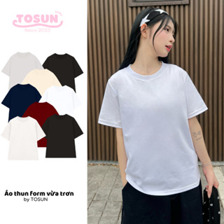 Áo thun nữ form vừa trơn basic dễ phối đồ chất thun cotton mềm mát TOSUN T12