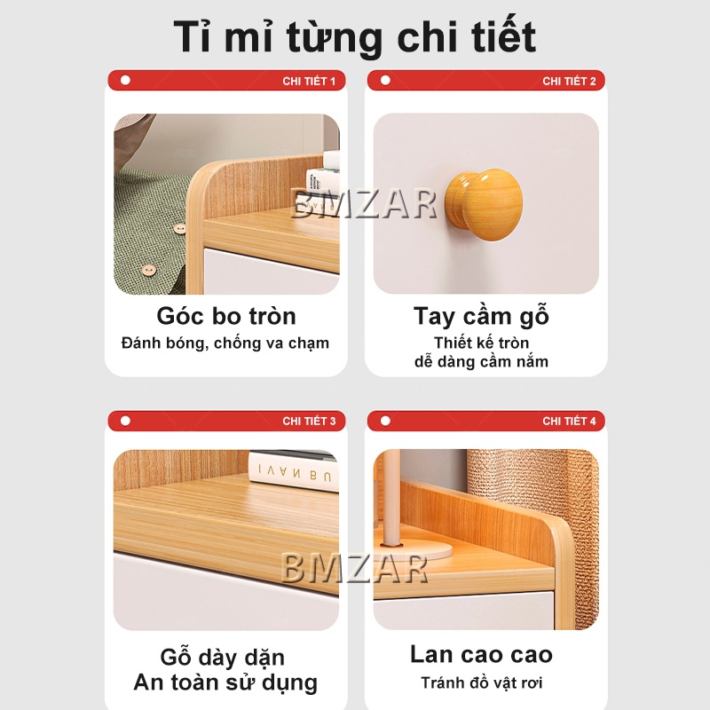 Bmzar Tủ đầu giường nhiều ngăn kéo phong cách Châu Âu gỗ cao cấp phù hợp với phòng khách phòng ngủ | BigBuy360 - bigbuy360.vn