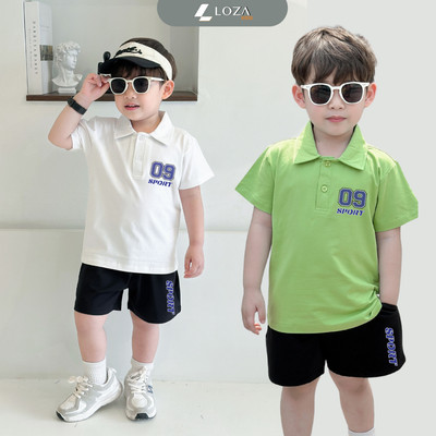 Bộ đồ cho bé trai 'Số 09' - Quần áo cho bé (Áo polo + Quần đùi) thun cotton Loza Kids BO247