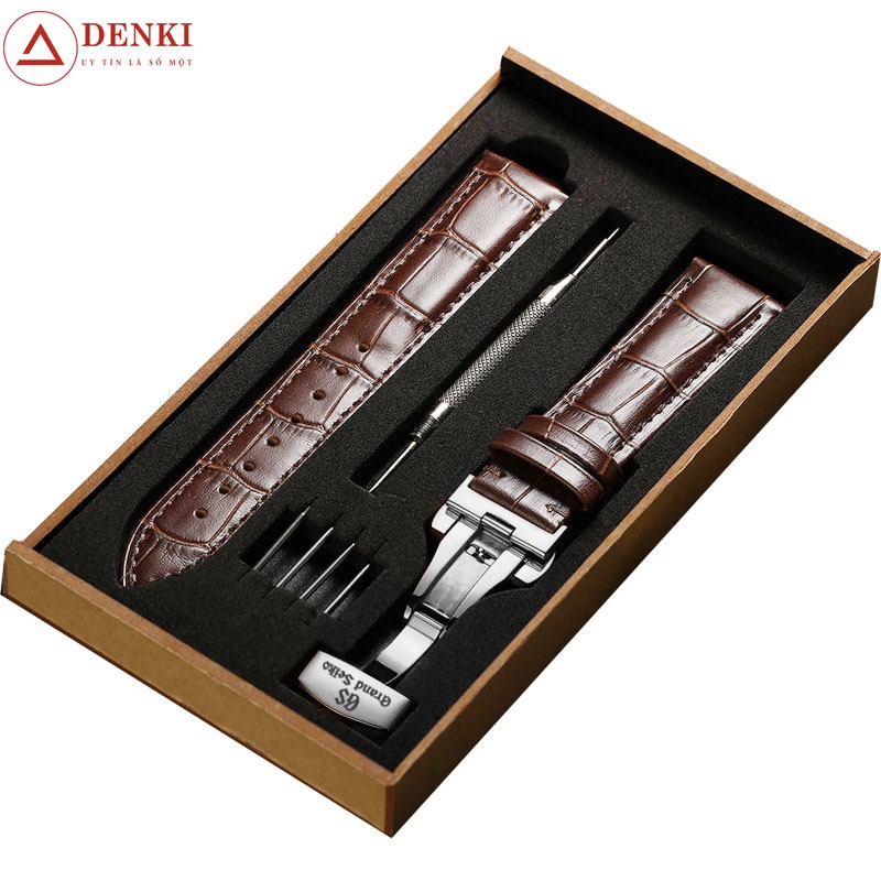 Dây Đồng Hồ Grand Seiko - Dây Da Bò Dập Vân Cá Sấu Khóa Bướm