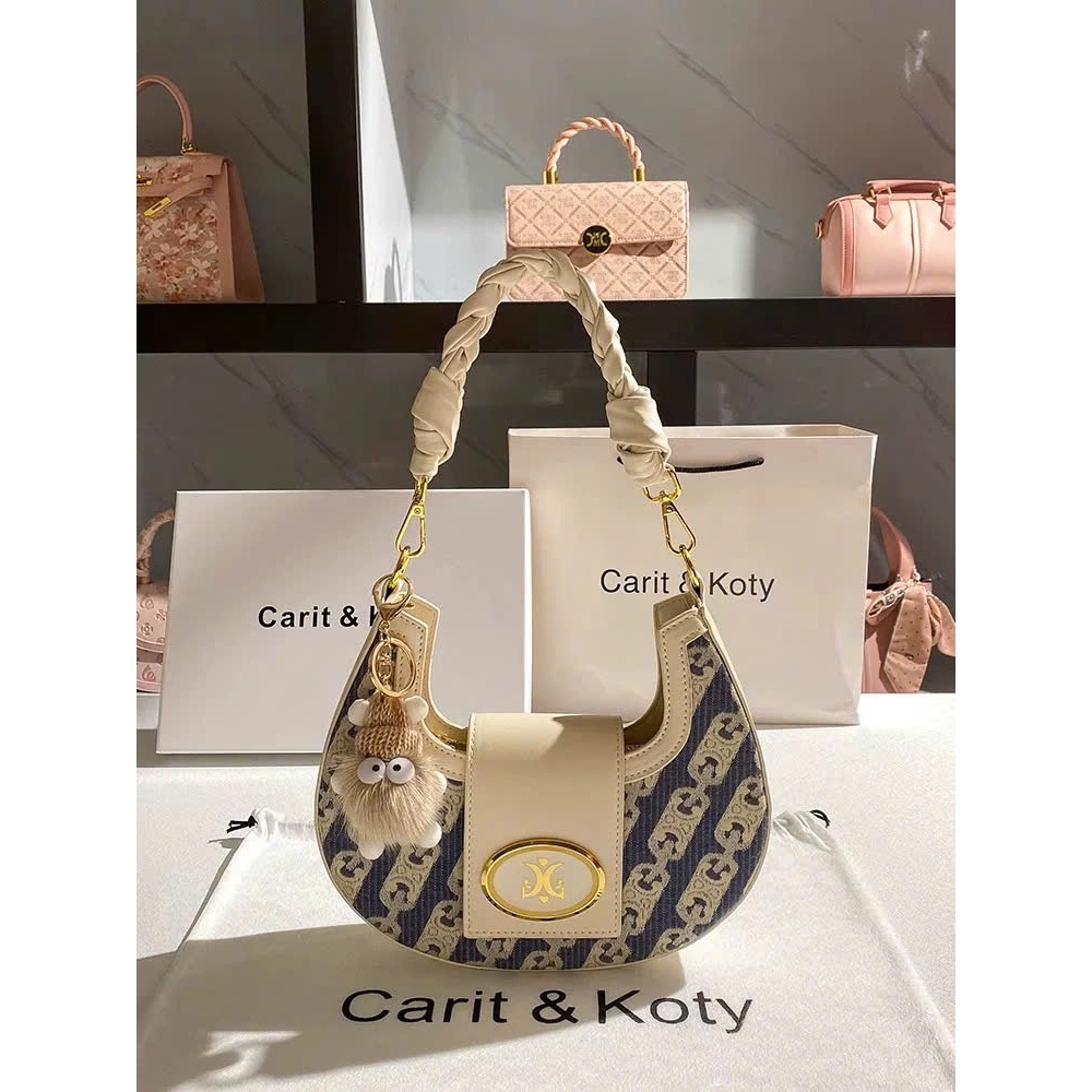 Túi Xách Nữ Da Bò Cao Cấp Carit & Koty – Phối Thổ Cẩm, Đeo Chéo/Đeo Vai/ Xách Tay, Full Hộp Sang Trọng