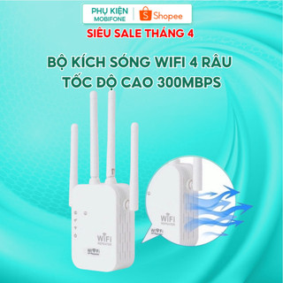 Bộ Kích Sóng Wife 4 Râu Tốc Độ cao 300Mbps.Bộ kích sóng Wife xuyên tường cải thiện tốc độ Mạng a5