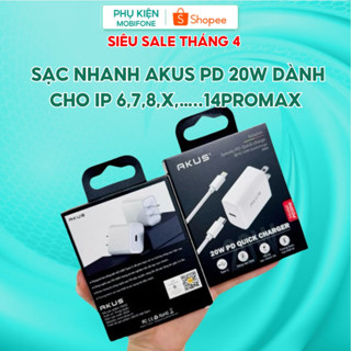 Bộ sạc nhanh Akus chính hãng PD 20W dành cho ip 6,7,8,X,.....14Promax bảo hành 1 năm A10