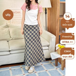  Chân váy midi đuôi cá caro 2 lớp - Checked Isa Skirt - ufo.thebasic 