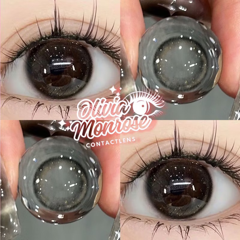 [ Có Cận ] Olivia Monrose - Lens Mắt Alina Đen Không giãn 14.0mm ( Tặng kèm khay đựng lens )