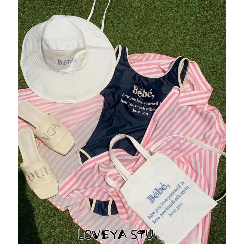 Đồ bơi nữ , bikini liền thân xanh dương in chữ dáng basic (QC có sẵn) | BigBuy360 - bigbuy360.vn