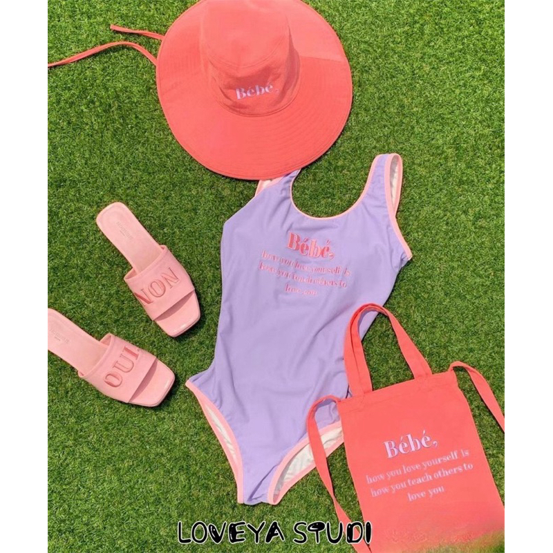 Đồ bơi nữ , bikini liền thân xanh dương in chữ dáng basic (QC có sẵn) | BigBuy360 - bigbuy360.vn