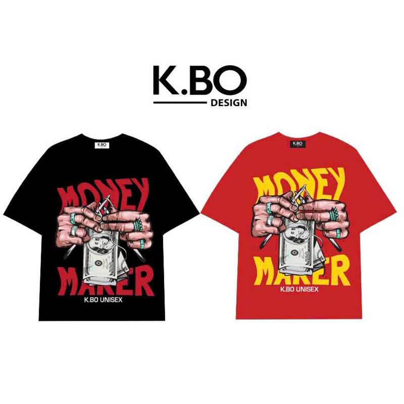 Áo Thun Nam Nữ MONEY MAKER x K.BO Unisex From Rộng Cổ Tròn Top Women