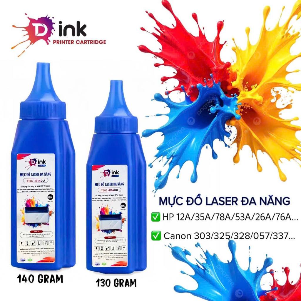 Mực Nạp siêu đậm nét TDink HP1300 - Dung tích 130g - 140g Dùng cho máy in laser CANON , HP