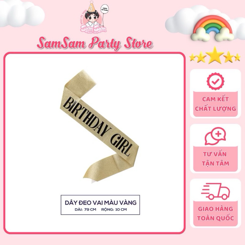Băng rôn chủ tiệc, dây đeo chéo Birthday Girl - SamSam Party Store