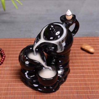 Thác khói trầm hương Độc ẩm trà bằng gốm sứ men đen bóng