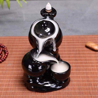 Thác khói trầm hương Độc ẩm trà bằng gốm sứ men đen bóng