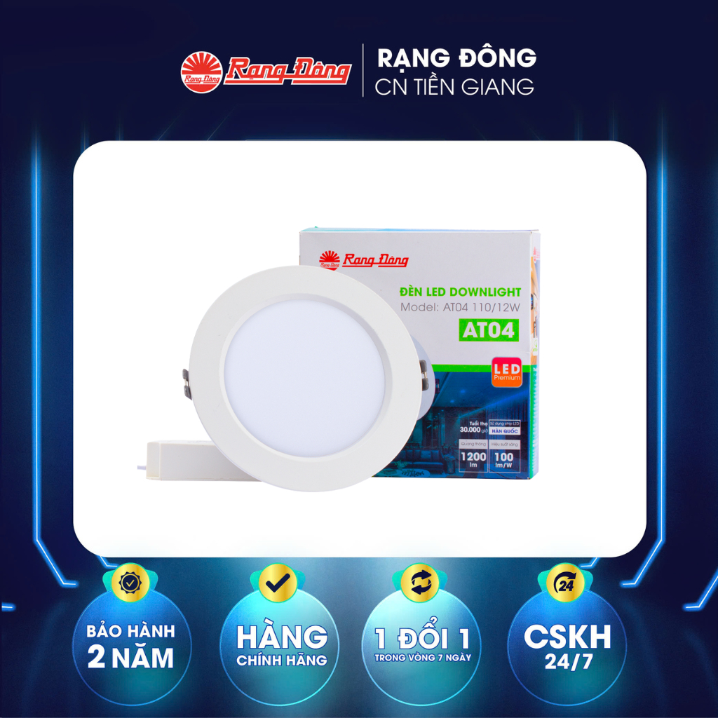 Đèn LED Downlight 12W AT04 ánh sáng trắng khoét lổ 110mm Chính Hãng