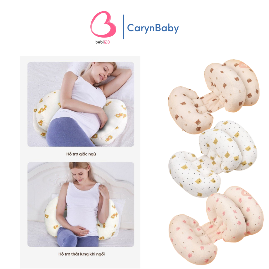 Chặn Bầu Cánh Tiên 3 Gối Royal, Gối phụ kê đỡ bụng, tựa lưng cho mẹ bầu CarynShop