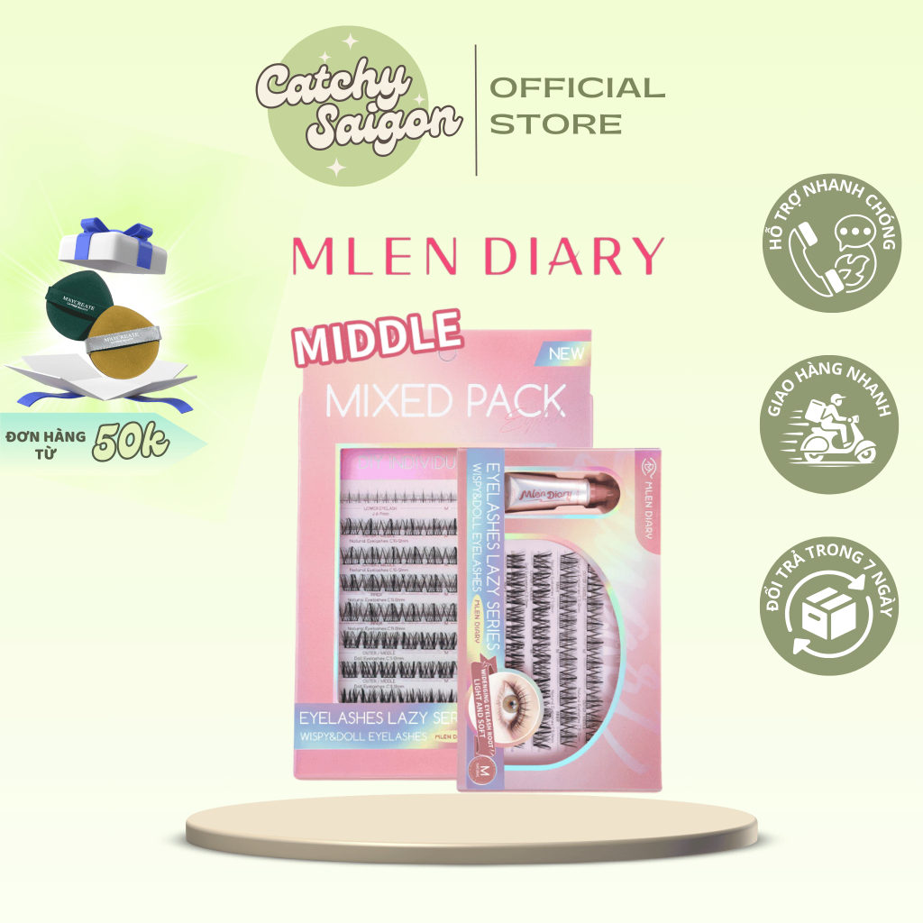[MLEN DIARY] Mi Giả Cụm MLEN DIARY Sao Song Sinh Mixed Pack, Mi Cụm Mềm Mại Tự Nhiên, Tái Sử Dụng