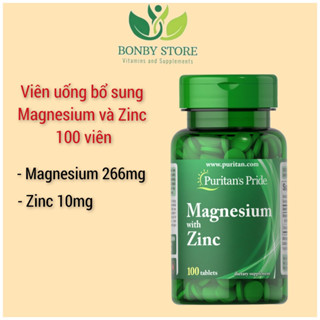  Viên uống bổ sung Magie và kẽm hỗ trợ sức khỏe giảm căng thẳng 100 viên Puritan's Pride 