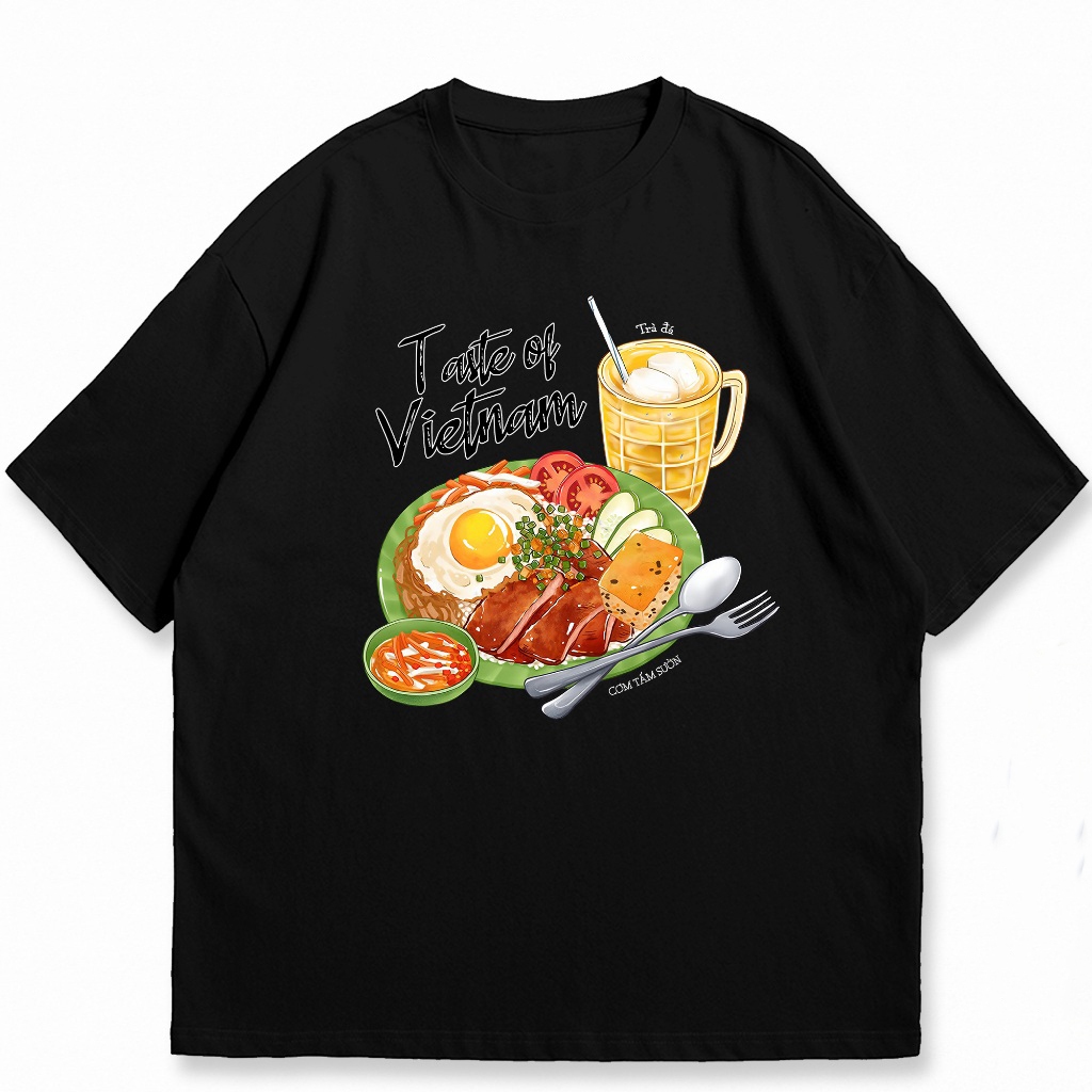 Áo phông cổ tròn nam nữ in hình MÓN ĂN VIỆT  CƠM TẤM SƯỜN CHẢ chất liệu cotton thoáng mát tạo nên sự