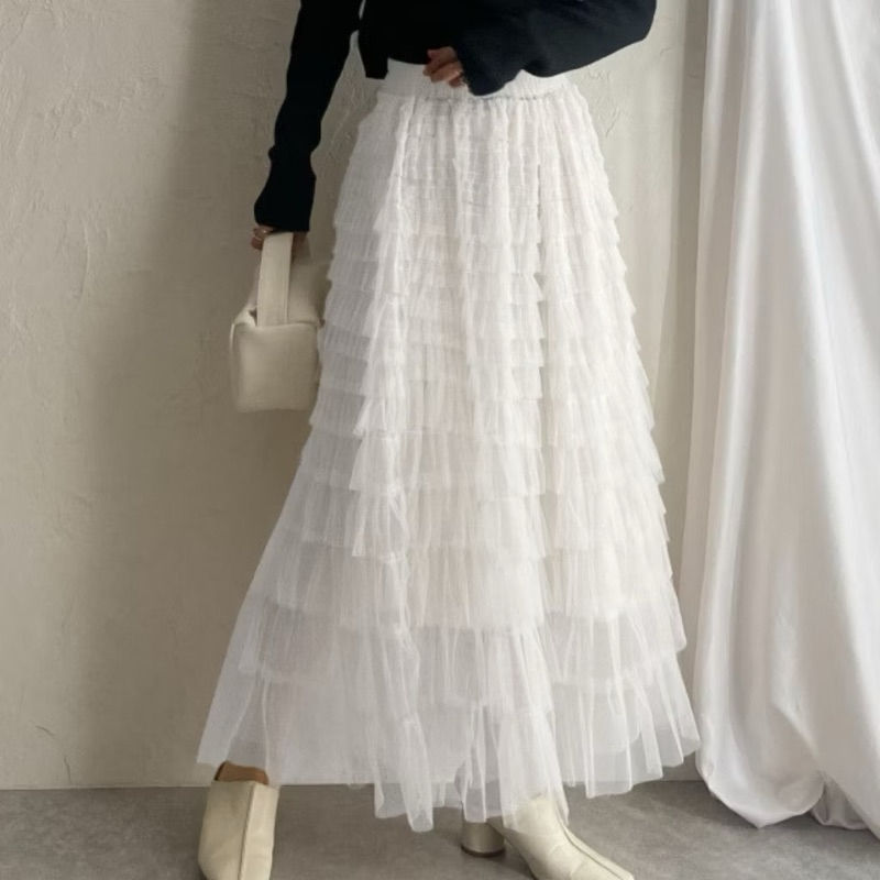 [ CV-252 ] Chân váy lưới from dài nhiều tầng 2 lớp