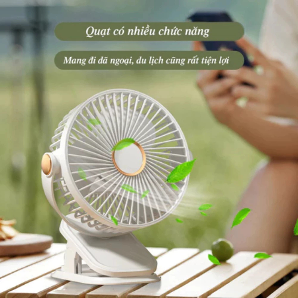 Quạt Mini Kẹp Bàn DIDOOGLT - Quạt Tích Điện Có Đèn 5 Tốc Độ Gió Tiện Lợi | BigBuy360 - bigbuy360.vn