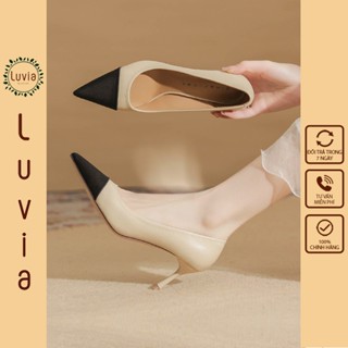 Giày cao gót 7 phân gót nhọn bít mũi thời trang Luvia 197CG  Giày form rộng chân gầy mỏng lùi 1 size  