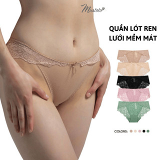 Quần Lót Nữ Ren Phối Lưới Lưng Thấp Thoải Mái Gợi Cảm Frangipani (Mustoto MQ23)
