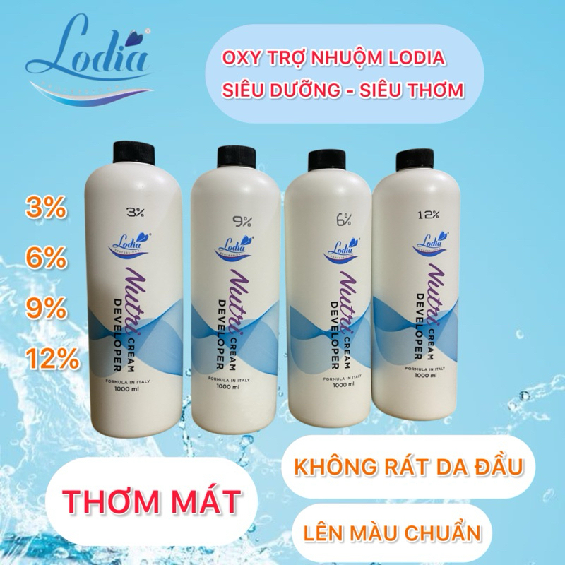 Oxy Trợ Nhuộm Lodia 1000ml, Oxy nhuộm tóc 3% 6% 9% 12%