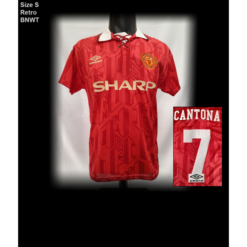 Áo đấu cầu thủ bóng đá Eric Cantona 7 Manchester United 1992-1994 home shirt jersey đỏ quà tặng thể 