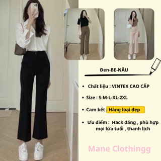 Quần Tây Nữ Ống Đứng Cạp Lưng Cao Cho Nấm Lùn Dáng Suông Loe Nhẹ Tôn Dáng Phong Cách Hàn Quốc TT01