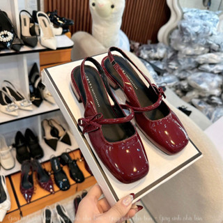  Giày sục 2p hậu nữ hở gót phối nơ tiểu thư  Gg1  chất da bóng mềm  chuẩn size  