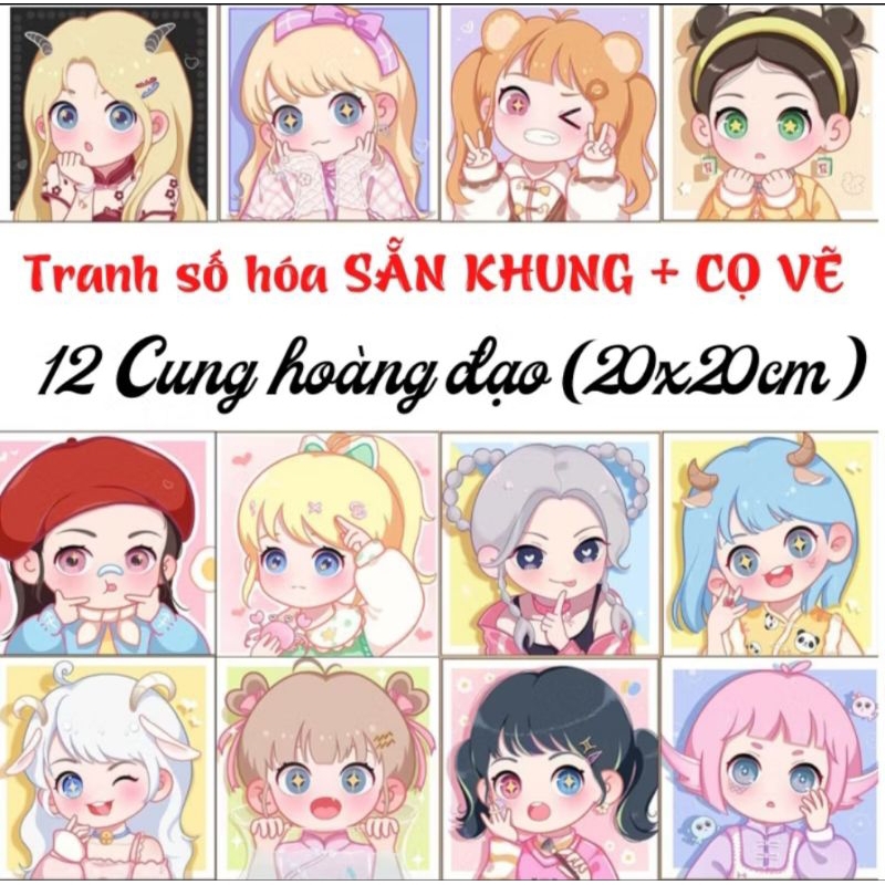 Tranh số hoá tô màu 12 cung hoàng đạo