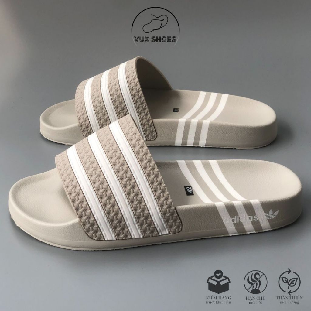VUXSHOES dép quai ngang đế đúc kẻ xọc chống trượt dép nam boy phố thời trang đi học đi chơi