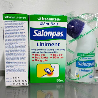 Dầu bôi lăn Salonpas Liniment HISAMITSU Chai 50ml - Giảm đau cơ, mỏi cơ, cứng vai, đau lưng, bầm tím, bong gân