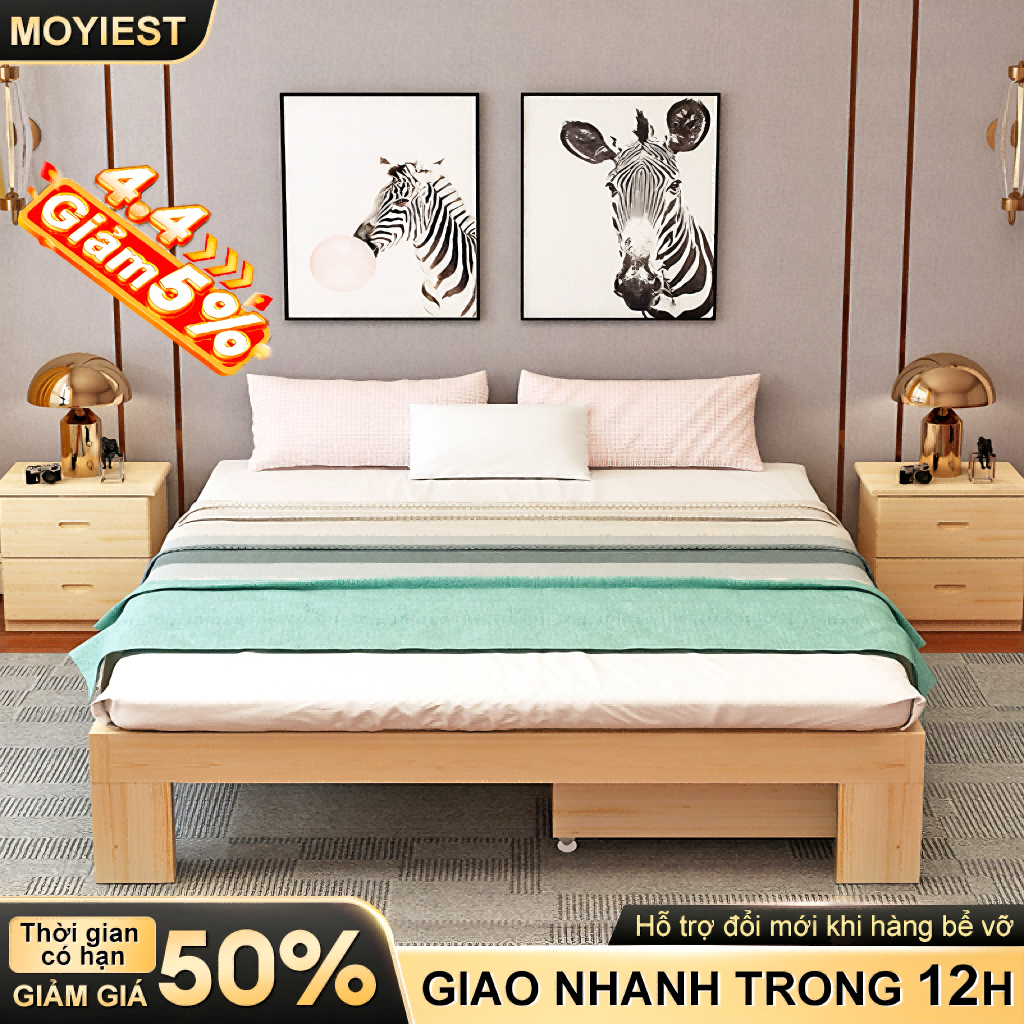 MY Giường Ngủ Pallet Gỗ Thông Tự Nhiên Phong Cách Hiện Đại Chất Lượng Cao Loại Chân Cao 30cm | BigBuy360 - bigbuy360.vn