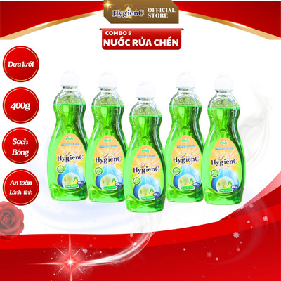 [Combo 5 chai] Nước rửa chén bát HygienC Plus - Khối lượng 400g Làm Sạch - RC5CB