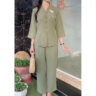 Bà Lai Đũi Nhẫn Nữ # Quần Áo Lam Đi Chùa