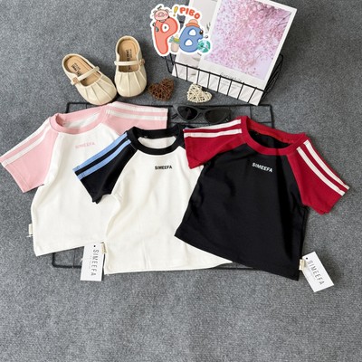 Áo Phông Cộc Tay Bé Gái Dáng Ngắn Babytee Phong Cách Thể Thao, Thấm Hút Mồ Hôi Tốt - BabyBoo - PiBo Store-T1-CTS
