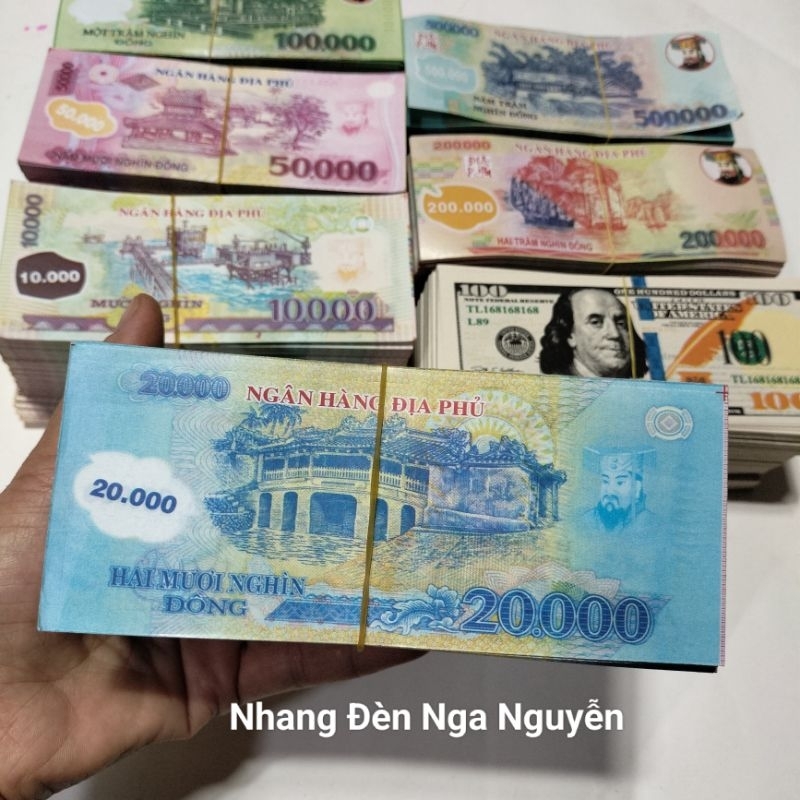 (100 tờ)Giấy cúng tiền Việt,đô la bóng đẹp hàng mã