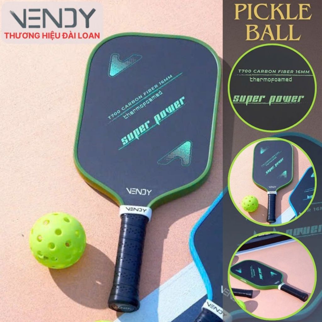 Vợt Pickleball T700 Carbon Fiber VENDY Super Power Thermofoamed - Hàng Chính Hãng Đài Loan (1 Cái)