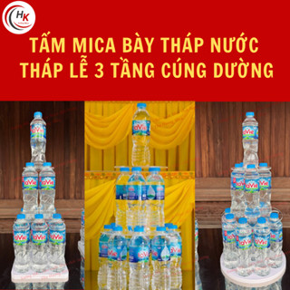 Tháp Nước Mica 3 Tầng - Khay Mica Xếp Tháp Cúng Dường -  Tháp Đế Nước Lễ Cúng Đền, Chùa