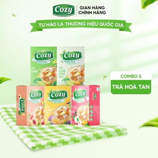 Combo Mix 5 Hộp Trà Hòa Tan Cozy Trà Đào, Trà Chanh, Trà Vải,Trà Chanh Dây, Chanh Hương Nhài Thơm Ngon Giải Khát