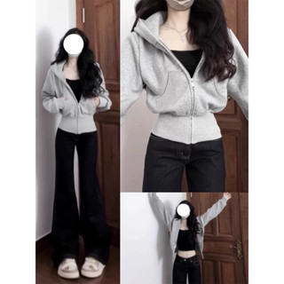 Áo Hoodie Zip Nỉ Bông Nữ Croptop Fix Dáng