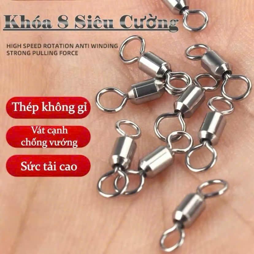 (20 Cái Khóa 8 Siêu Cường) Khóa link số 8, mani số 8 thép không gỉ hàng đẹp làm dây trục câu đài