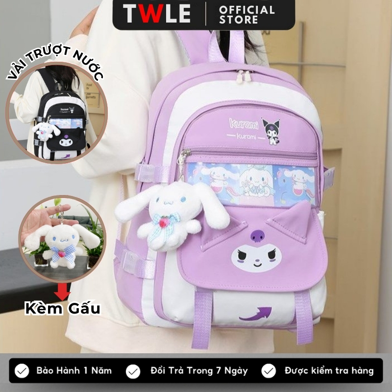 Balo nữ cặp đi học nam nữ cấp 1,cấp 2 vải kèm gấu cặp sách nhiều ngăn đựng laptop chống nước ulzzang