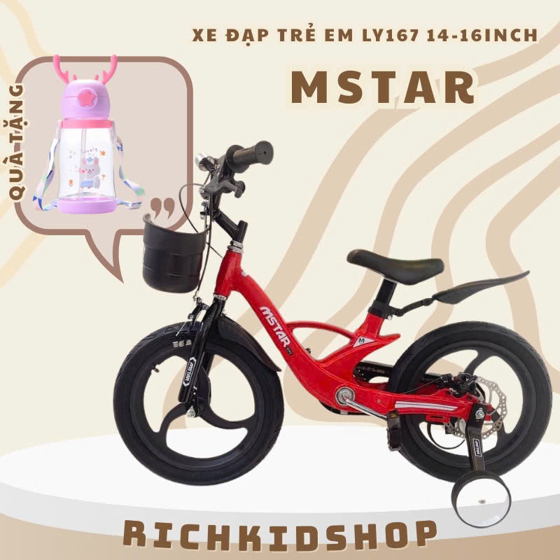 [Tặng bình nước- Deal xả kho] Xe đạp trẻ em MSTAR LY167 size 14-16 inch cho bé giá rẻ xả kho