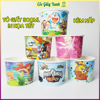 50 Tô Bát Giấy 280ml Có In Họa Tiết Siêu Đẹp Dùng 1 Lần Đựng Kem, Cháo Dinh Dưỡng